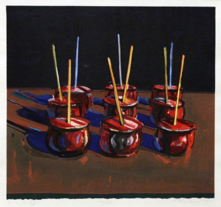 Wayne Thiebaud, Candy Apples, Woodcut