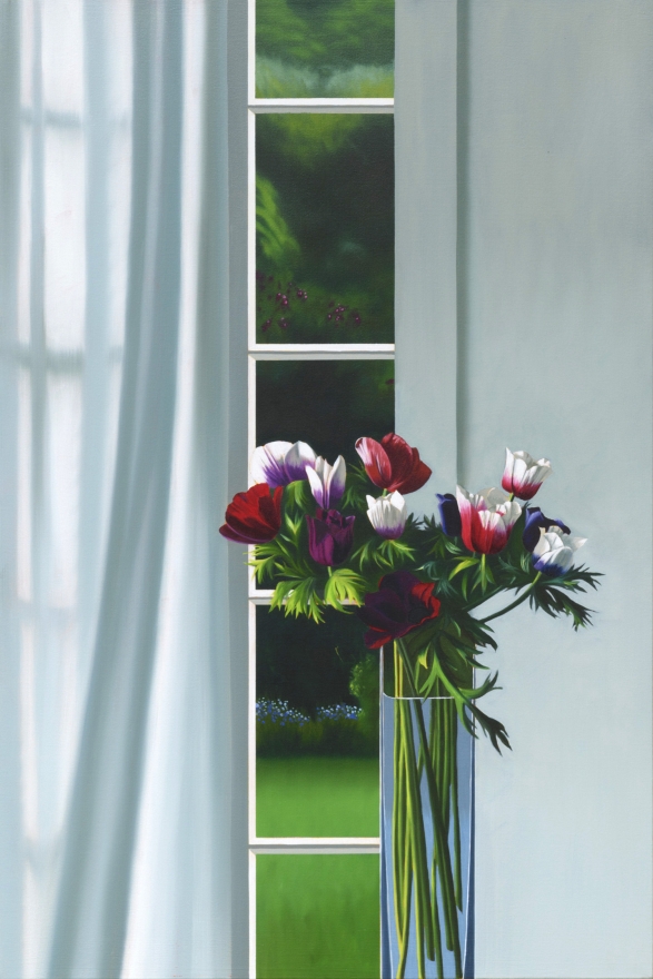 Bruce Cohen, Interior with Anemones and Curtain, 2019