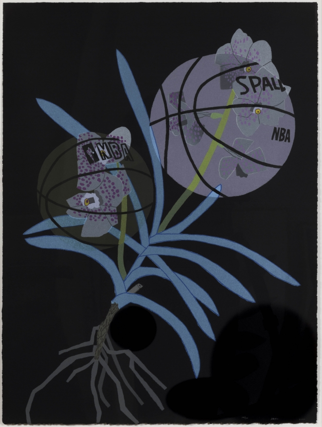Jonas Wood, Double BasketBall Orchid 2 (State III), 2020, Lithograph