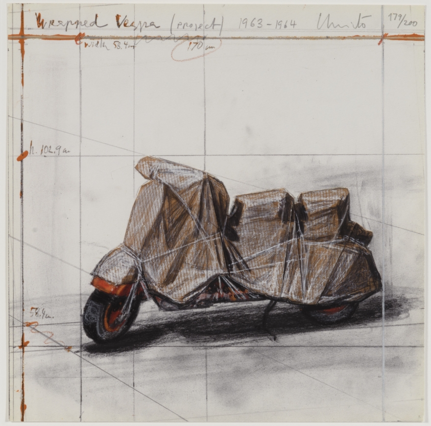 Christo, Wrapped Vespa, 2009, Paper collage and digital pigment print