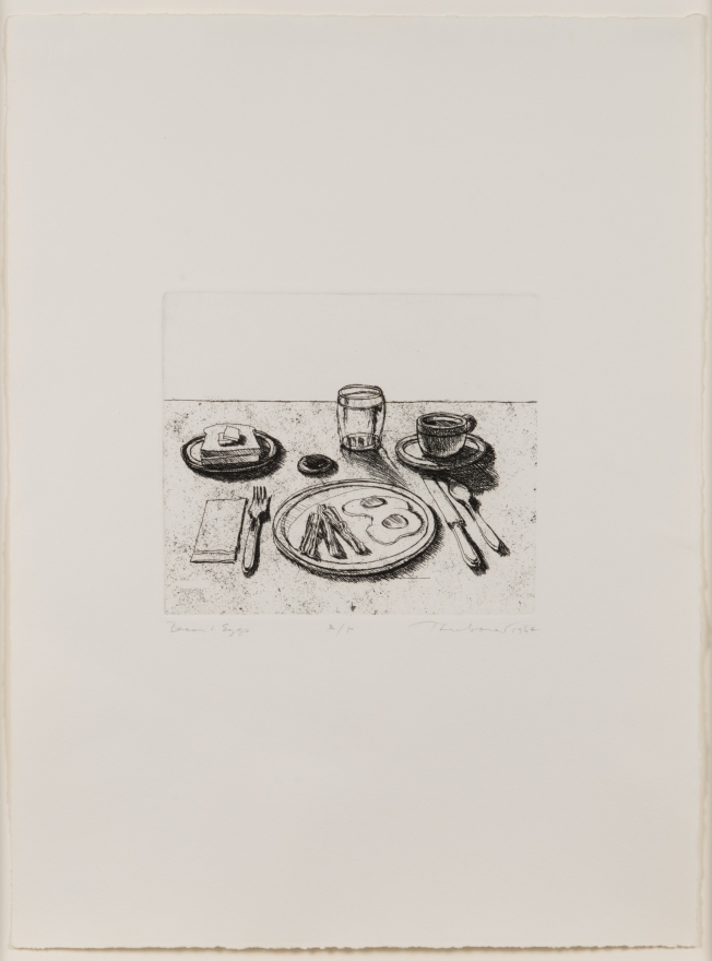 Wayne Thiebaud, Bacon and Eggs, from Delights, Etching